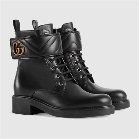 gucci leather ankle boot with double g|Gucci ankle boots horsebit.